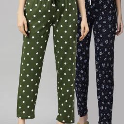 Kryptic Green & Navy Printed Pure Cotton Elasticated Waist Band Regular Fit Pyjamas - Pack of 2-image-82