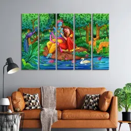 999Store Printed Green MDF 5 Panels Wall Art-image-92