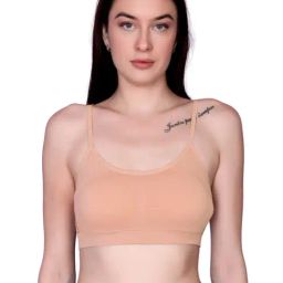 Spiaty Beige Elastane Solid Sports Bra-picture-21