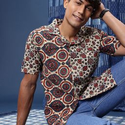 Taavi Bagru Opaque Ethnic Motifs Printed Casual Shirt-image-14