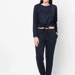 Sweet Dreams Navy Printed Top Pyjama Set-picture-2