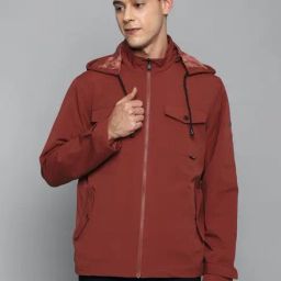Allen Solly Maroon Cotton Regular Fit Hooded Jacket-image-76