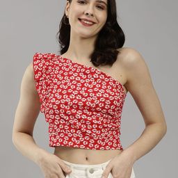 SAFFE Floral Print One Shoulder Crop Top-picture-24