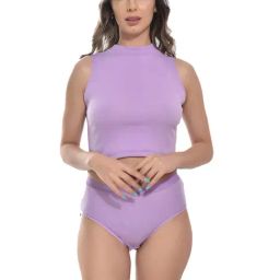 FIMS Purple Plain Tank Top Panty Set-45