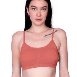 Spiaty Orange Elastane Solid Sports Bra-picture-10