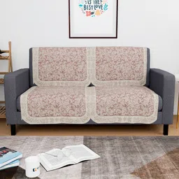Myntra Elegant Homes Cream Printed Cotton 2 Seater Sofa Cover-image-99