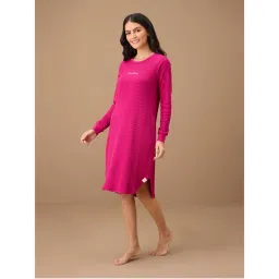 Nykd By Nykaa Waffle Sleep Dress - NYS804 - Pink-picture-2