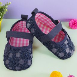 Baby Moo Floral Lace Booties - Blue-image-34