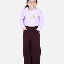Aww Hunnie Full Sleeves Bird Placement Printed Top & Pajama Set - Purple & Wine Maroon-picture-28
