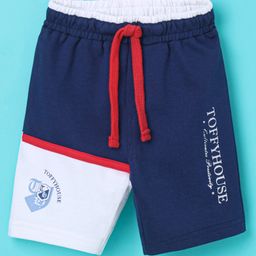 ToffyHouse 100% Cotton Knee Length Shorts Text Print - Navy Blue-picture-14