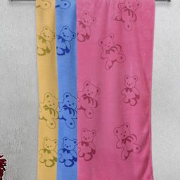 FABINALIV Kids Bath Towels Cotton Pack of 3 Cartoon- Multicolor-image-75