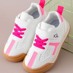 Babyoye Casual Shoes with Velcro Closure - White & Pink-picture-17