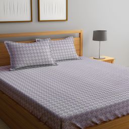 Klotthe Multi Geometric 300 TC Cotton Blend Double Bedsheet with 2 Pillow covers-picture-17