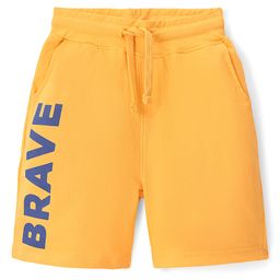 Pine Kids Cotton Terry Knit Above Knee Length Text Printed Shorts - Yellow-image-21