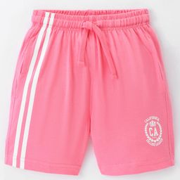 Doreme Single Jersey Knit Shorts With Logo Print - Neon Pink-image-59