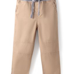 Babyhug Cotton Lycra Woven Full Length Trousers Solid Colour - Beige-image-20