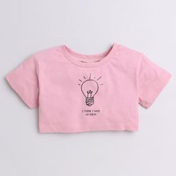 Aww Hunnie Cotton Jersey Half Sleeves Electric Bulb Printed Crop Top - Pink-image-44