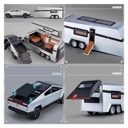 Magicwand 1:32 Scale Die-Cast CyberrTruck Pick-Up Trailer with 6 Openable Doors Pull Back Action,Lights & Music-12