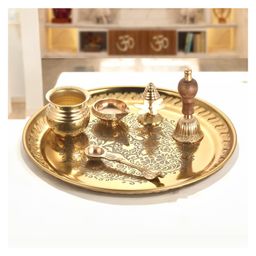 Sanjeev Kapoor Stainless Steel/Brass Pooja Thali Set-20