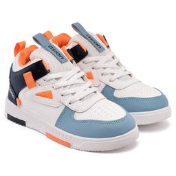 Asian Colour Blocked Sneakers - White Sky Blue & Orange-image-82