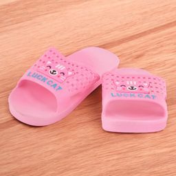 Yellow Bee Playful Kitty Designed Slippers - Pink-image-32