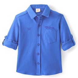 Rikidoos Embosis Hosiery Full Sleeves Brand Name Embroidered Shirt - Royal Blue-image-38