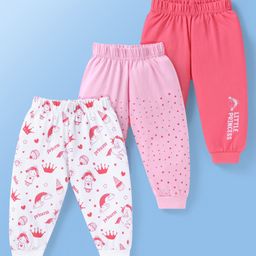 Doodle Poodle 100% Cotton Full Length Unicorn & Star Printed Lounge Pants Pack Of 3 - Dark Pink White Pink-image-65