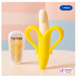 Puchku Banana Shaped Never Drop Silicone Baby Teething Toy , Gum Soothing for Babies ( Pack of 1 , Yellow )-picture-34