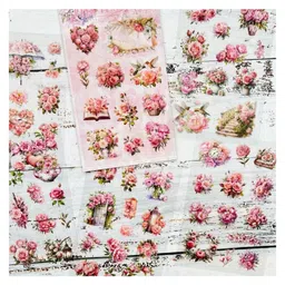 Birthday Popper Floral Kawaii Stickers Pink, Pack of 10 as Birthday Return Gifts for Kids | Transparent Stickers for Journal, Diary, DIY Art Crafts, Natural Flowers Decorative Stickers-picture-7