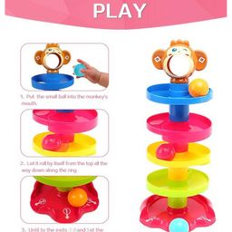 Negocio 5 Layer Roll Swirling Tower Ramp Toy with 3 Puzzle Rattle Balls (Color May Vary) image 2