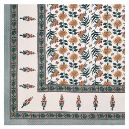 Blocks Of India Cotton Block Print King Size Bedsheet GREEN White Open image 4