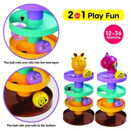 TOYMATE Roll Ball Toy 2 in 1 Safari Spiral Endless Fun - Multicolor image 4