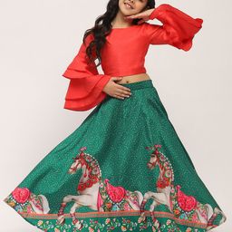 SPUNKIES Girls Printed Ready To Wear Cotton Lehenga & Choli-image-80