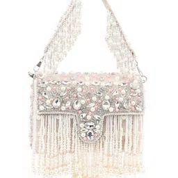 ODETTE Embellished Suede Oversized Structured Shoulder Bag-2
