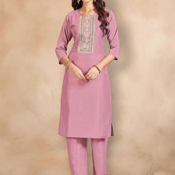 Raave Women Floral Embroidered Regular Thread Work Kurta with Trousers-image-124