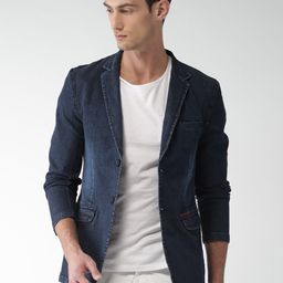Mast & Harbour Navy Denim Regular Fit Single-Breasted Casual Blazer-image-47