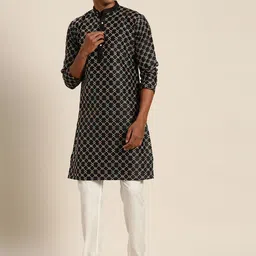 SOJANYA Men Embroidered Regular Thread Work Kurta with Churidar-picture-12