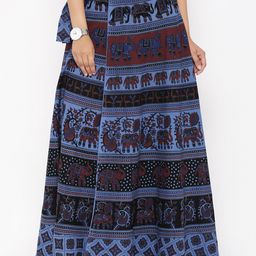SOUNDARYA Navy Ethnic Print Wrap-Around Maxi Skirt-image-48