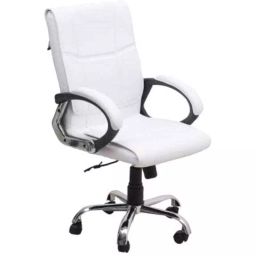 Stolica Swift White Leatherette Mid Back Revolving Office Desk Chair-picture-38