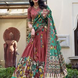 A TO Z CART Printed Ready to Wear Silk Lehenga & Unstitched Blouse With Dupatta image 4