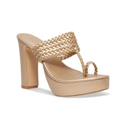 ERIDANI Textured Open Toe Platform Heels-80