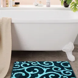 Bichauna Divine Black & Blue Printed Anti-Skid & Non-Slip Rectangular 1300-GSM Bath Rug-picture-20
