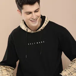 HERE&NOW Doctor Sleeves Hooded Sweatshirt With Minimal Print Detail-image-20