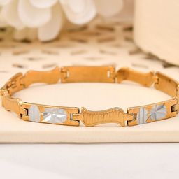 VOJ Men Brass Gold-Plated Link Bracelet-image-69