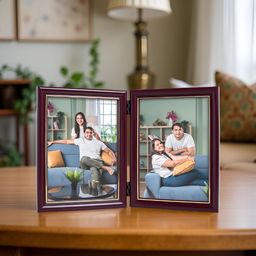 Golden Peacock Burgundy Foldable Table Photo Frame-82