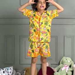 MABISH by Sonal Jain Kids Printed Pure Cotton Shorts and Shirt Night suit-picture-20