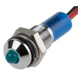 RS PRO Blue Panel Mount Indicator 24V DC, Mounting Hole Size 6 mm, Termination Type Lead Wires, IP Rating IP67, Model No 7227814-43