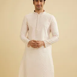 Manyavar Men Floral Woven Design Mandarin Collar Kurta With Pyjamas image 4