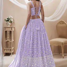 DIVASTRI Embellished Sequinned Semi-Stitched Lehenga & Unstitched Blouse With Dupatta image 4
