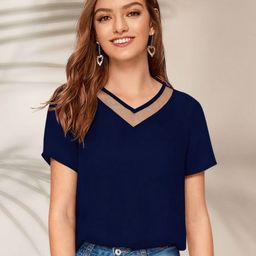 DressBerry Women V-Neck Slim Fit T-shirt-image-95